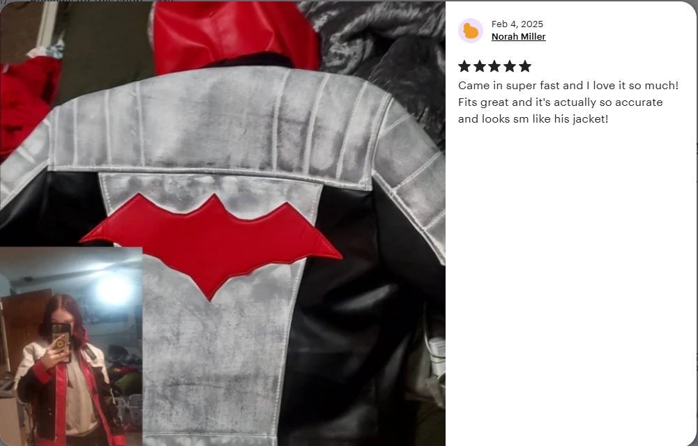 Red Hood Jason Todd Arkham Knight Distressed Biker Real Leather Jacket