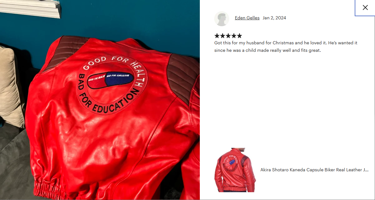 Akira Kaneda Capsule Anime Bomber Biker Real Leather Jacket