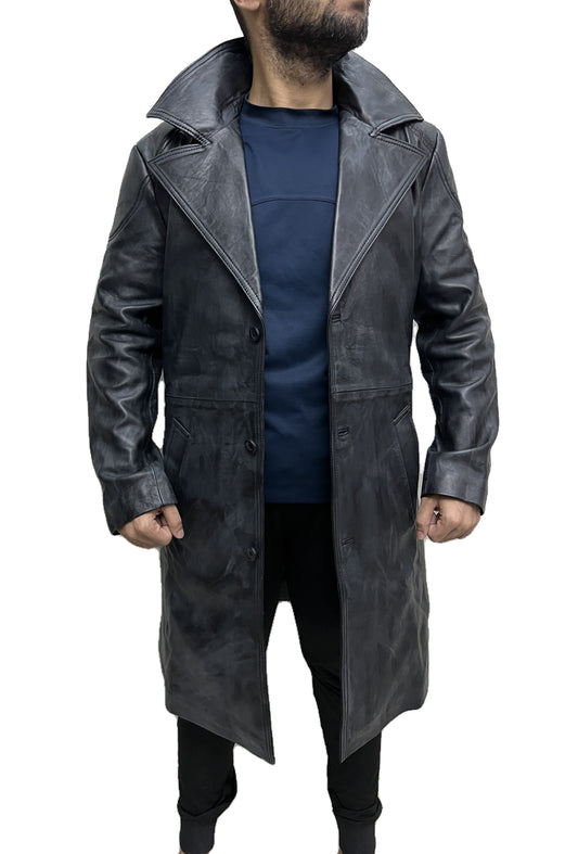 Billy Butcher The Boys Karl Urban Military Distressed Trench Real Leather Coat