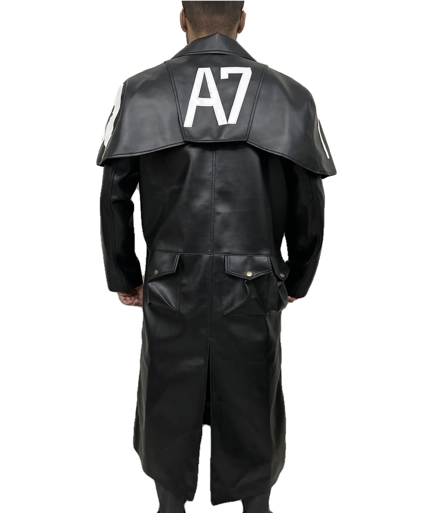 Fallout New Vegas NCR Ranger Black Long Duster Coat back view with A7 detail