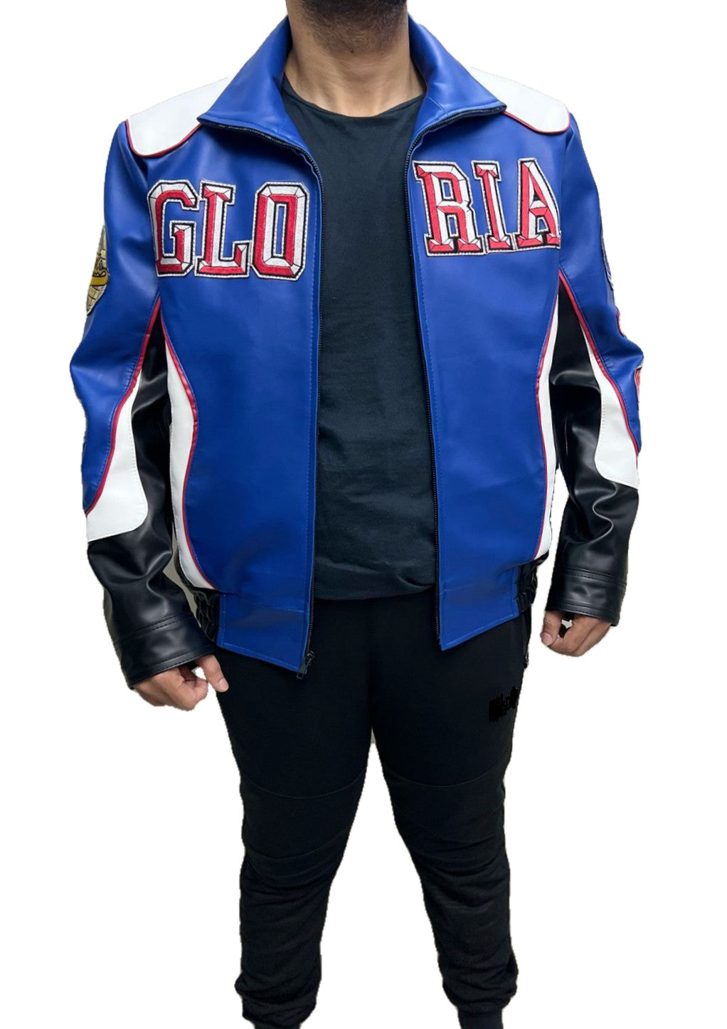 High-quality real leather Kendrick Lamar Super Bowl Gloria bicolored bomber