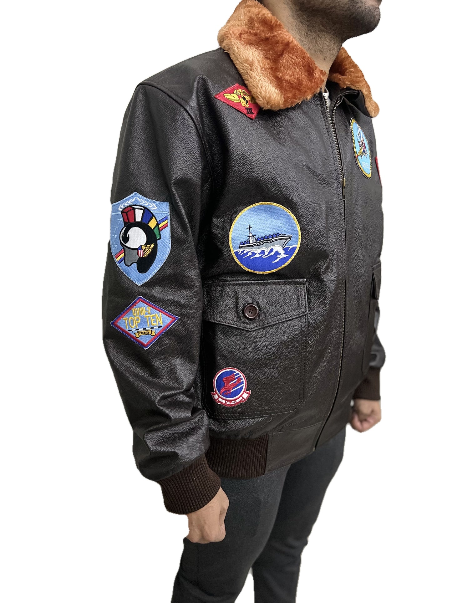 Top Gun Pete Maverick Tom Cruise Flight Airforce Aviator Pilot Bomber Real Leather Jacket