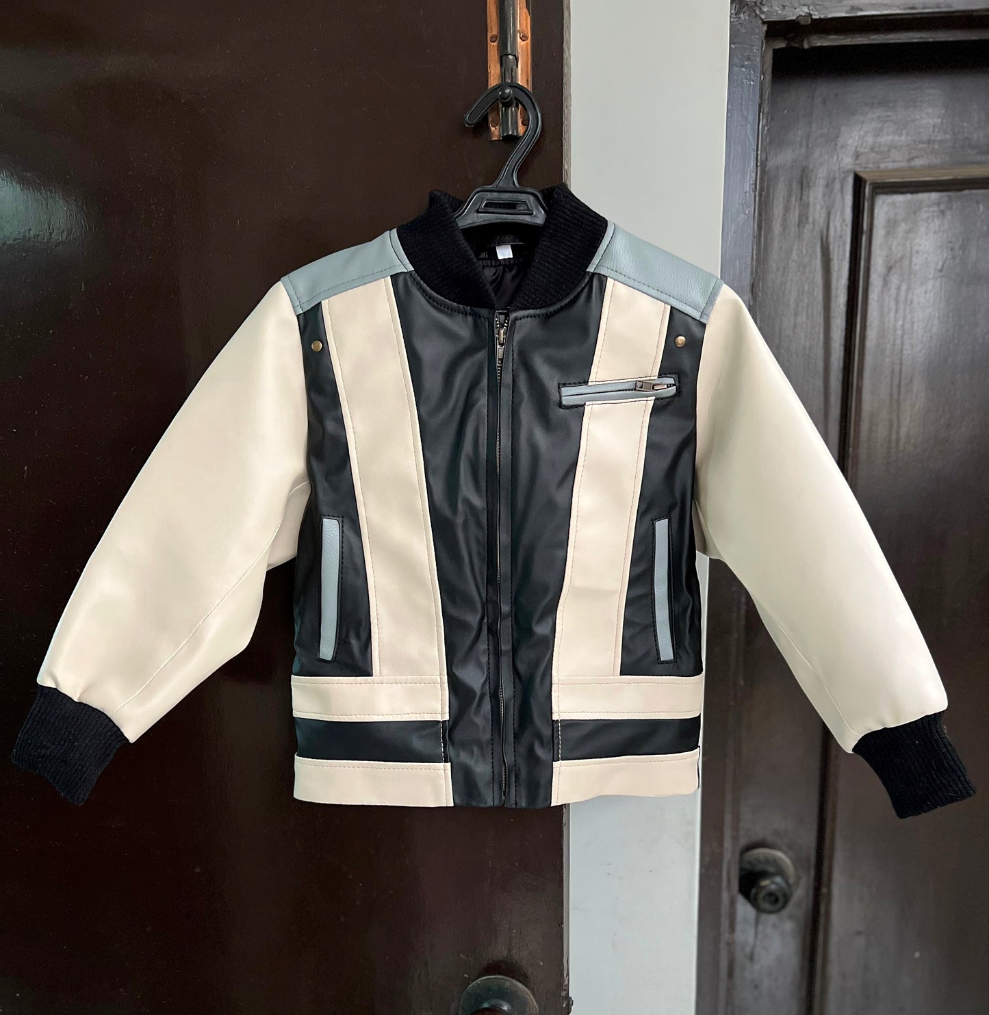 Kids Ferris Bueller Matthew Broderick bomber real leather jacket front view