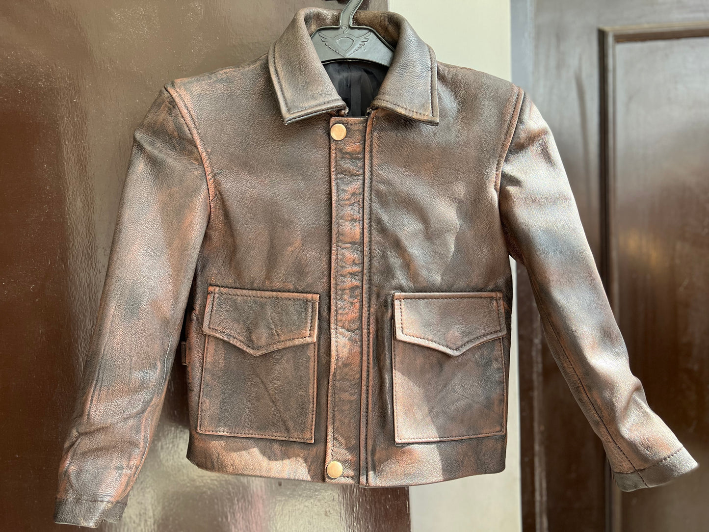 Kids Indiana Jones Harrison Ford Toddler Distressed Real Leather Jacket