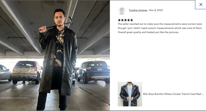 Billy Butcher Boys Distressed Trench Coat Leather Jacket