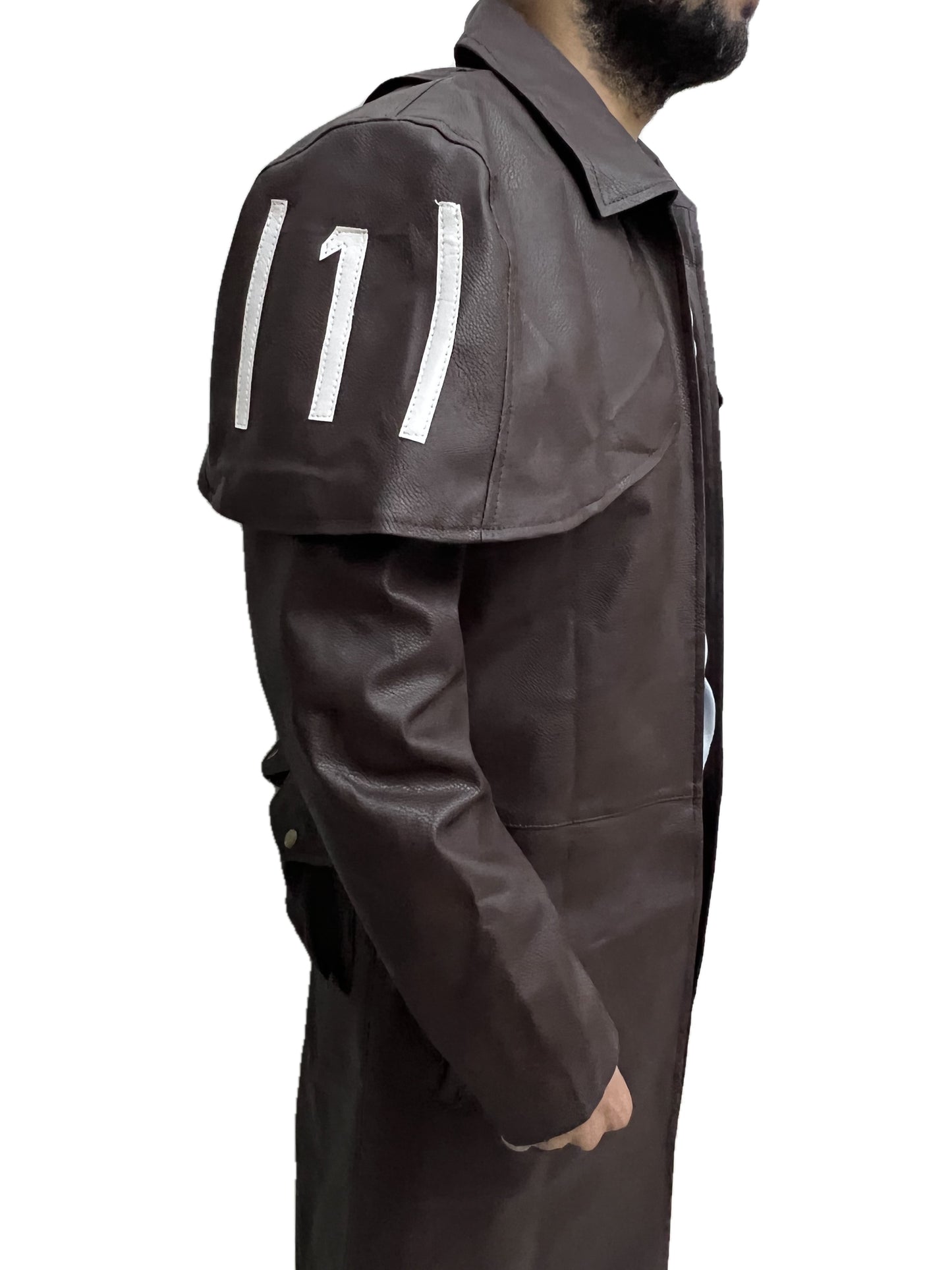 Fallout New Vegas NCR Ranger A7 Brown Duster Coat Vegan Leather Jacket