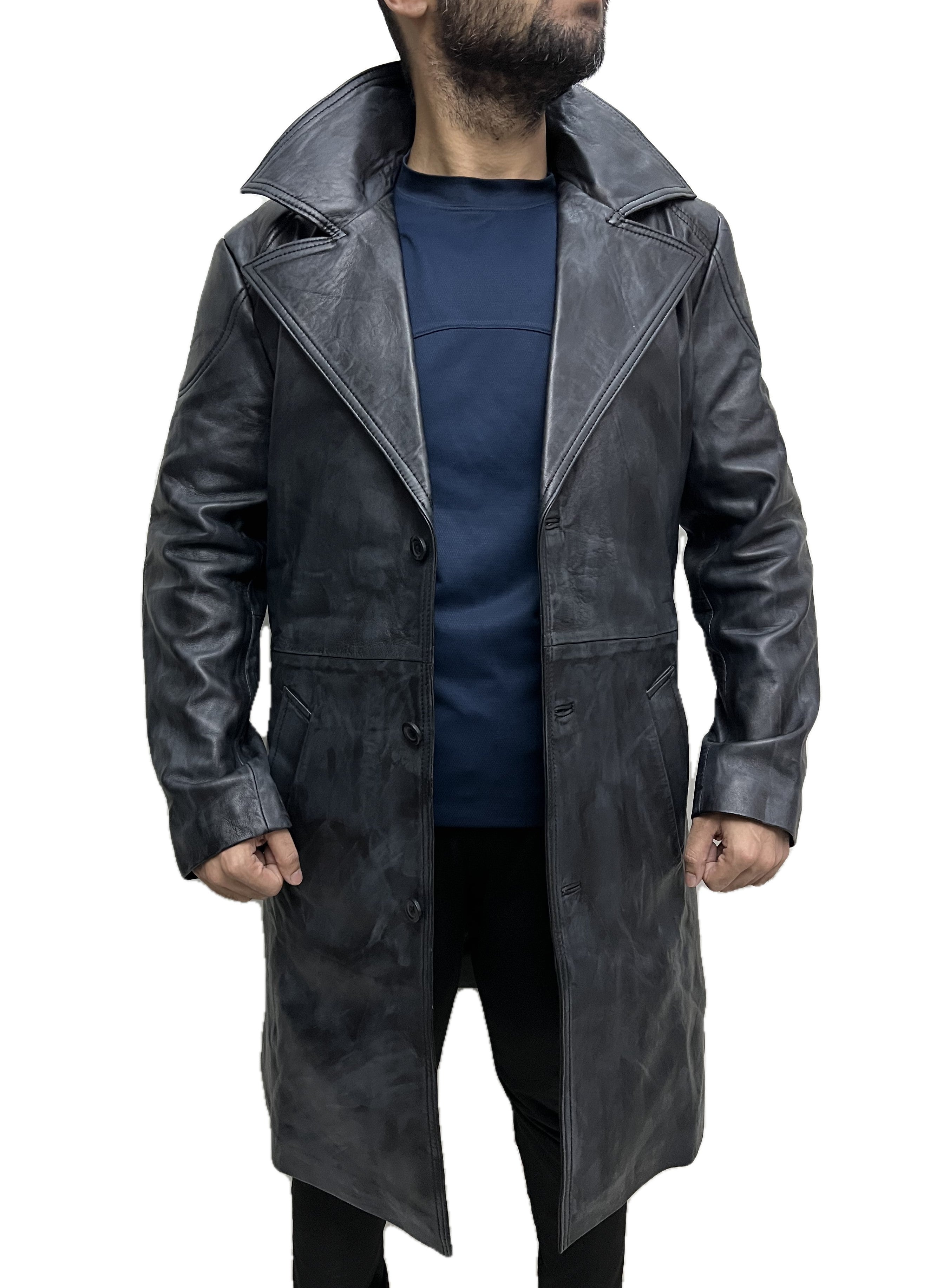 Billy Butcher The Boys Karl Urban Military Distressed Trench Real Leat ...