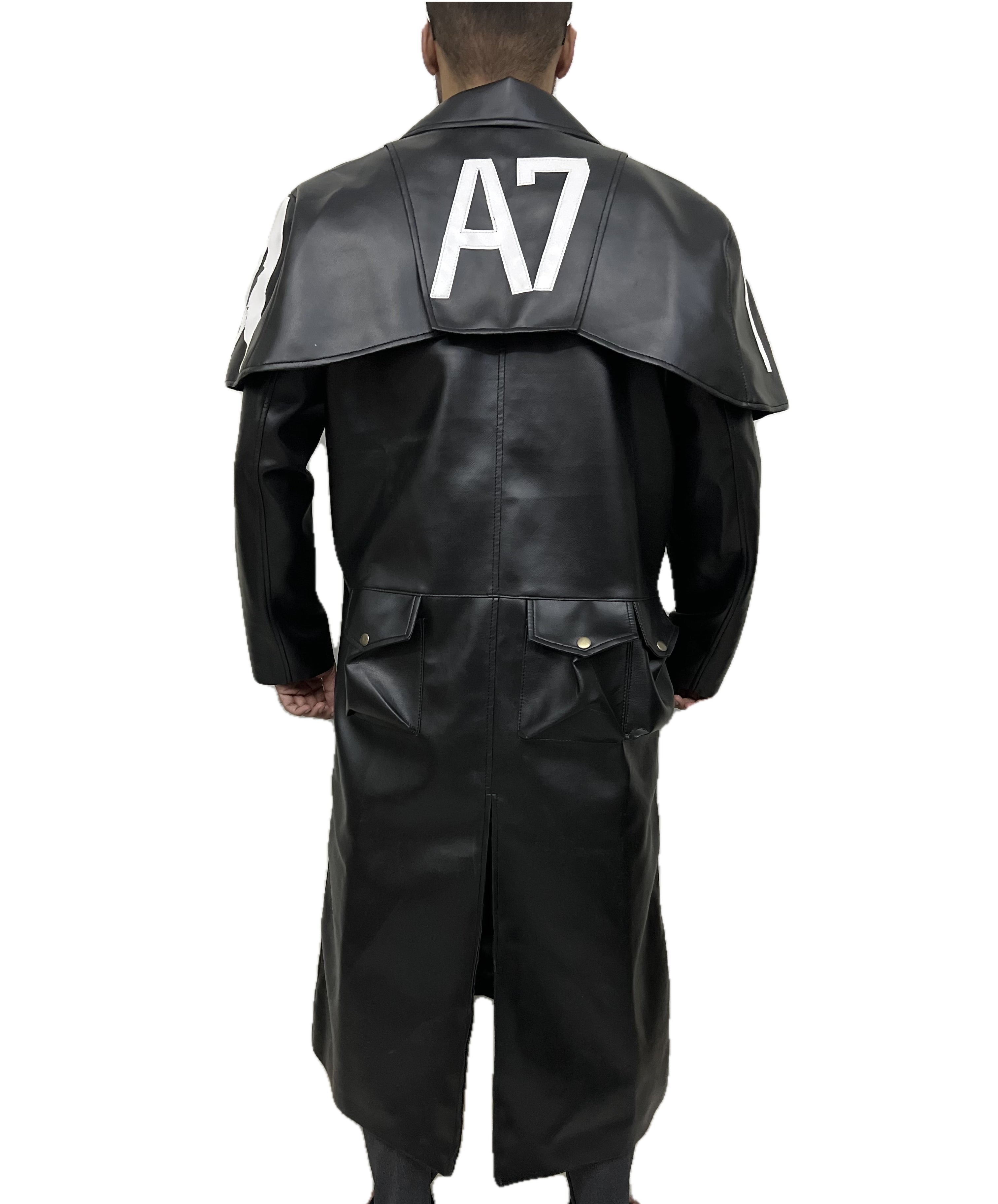 Fallout New Vegas NCR Ranger Black Long Duster Coat back view with A7 detail