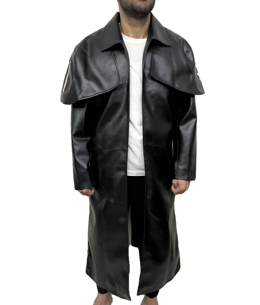 Fallout New Vegas NCR Ranger Black Leather Duster Coat front view