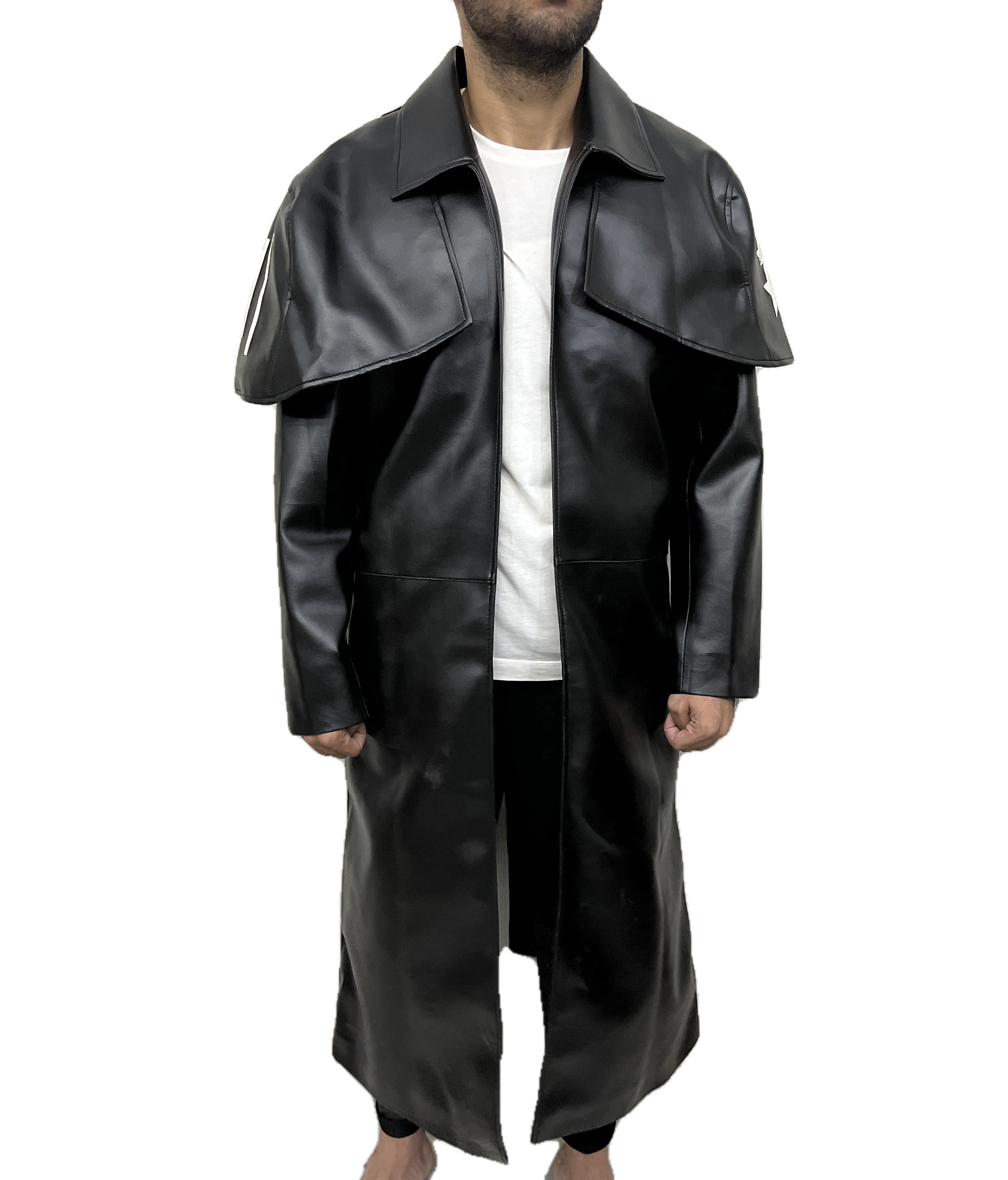 Fallout New Vegas NCR Ranger Black Leather Duster Coat front view