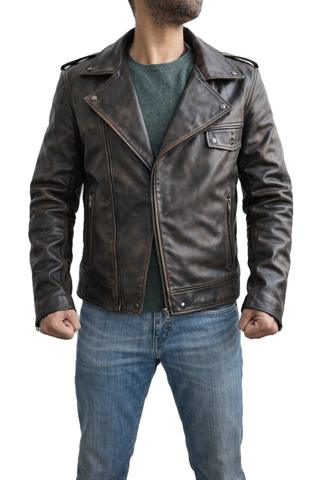 Jason Momoa Jonny Hale The Wrecking Crew distressed motorcycle leather jacket men vintage biker jacket