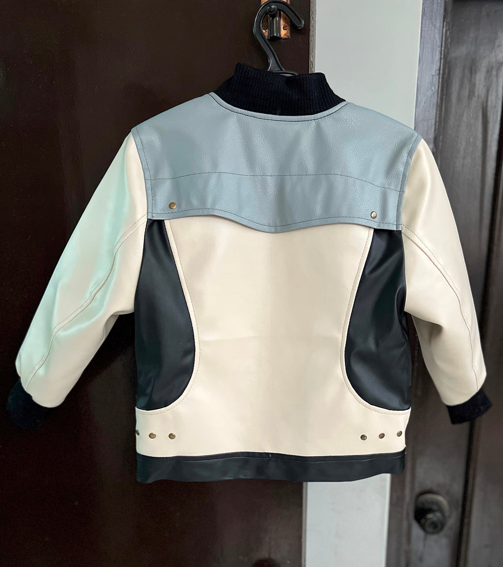 Back view of kids Ferris Bueller Matthew Broderick bomber leather jacket