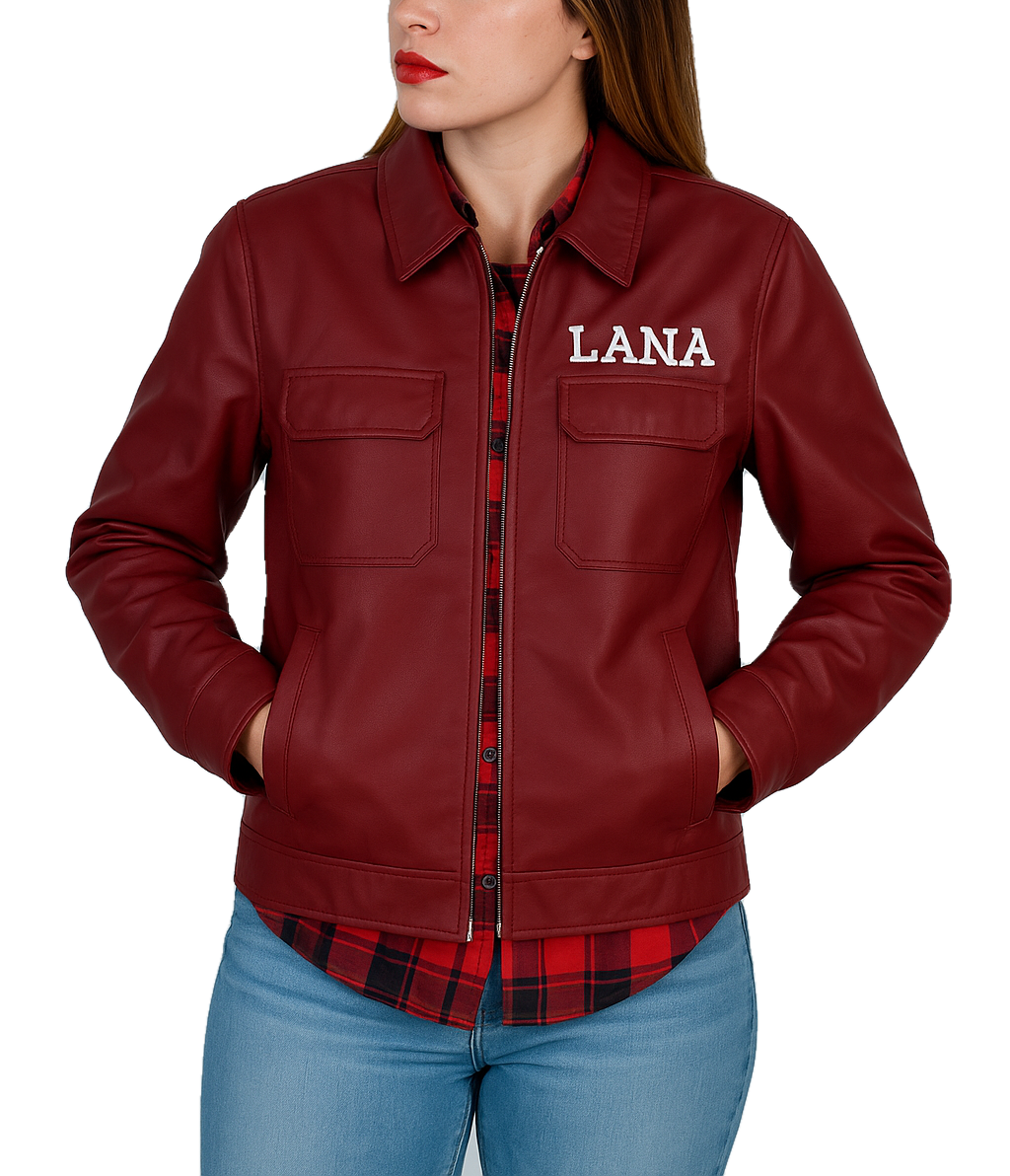 SZA Cry Baby Super Bowl Women Red Retro Glam Biker Real Leather Jacket