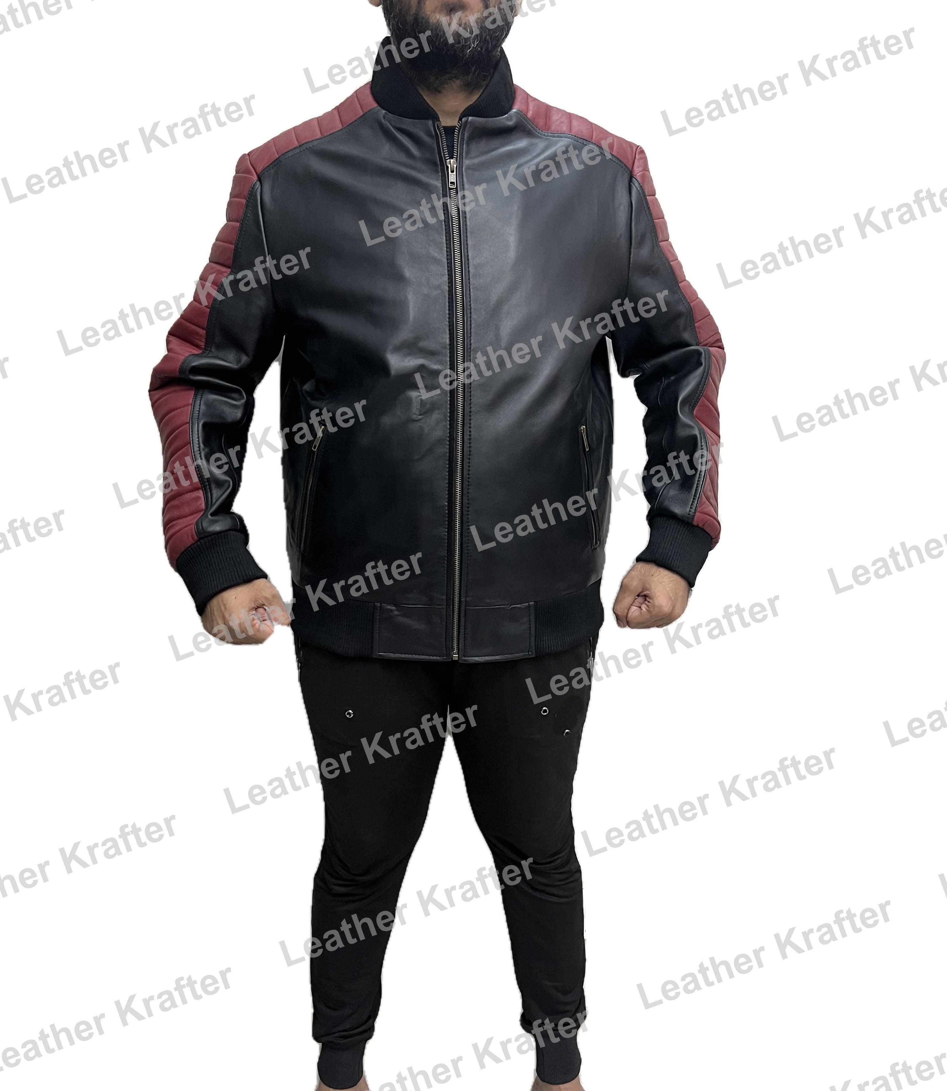 Full front look of Miami Vice Stunt Team Ryan Gosling The Fall Guy real leather bomber jacket