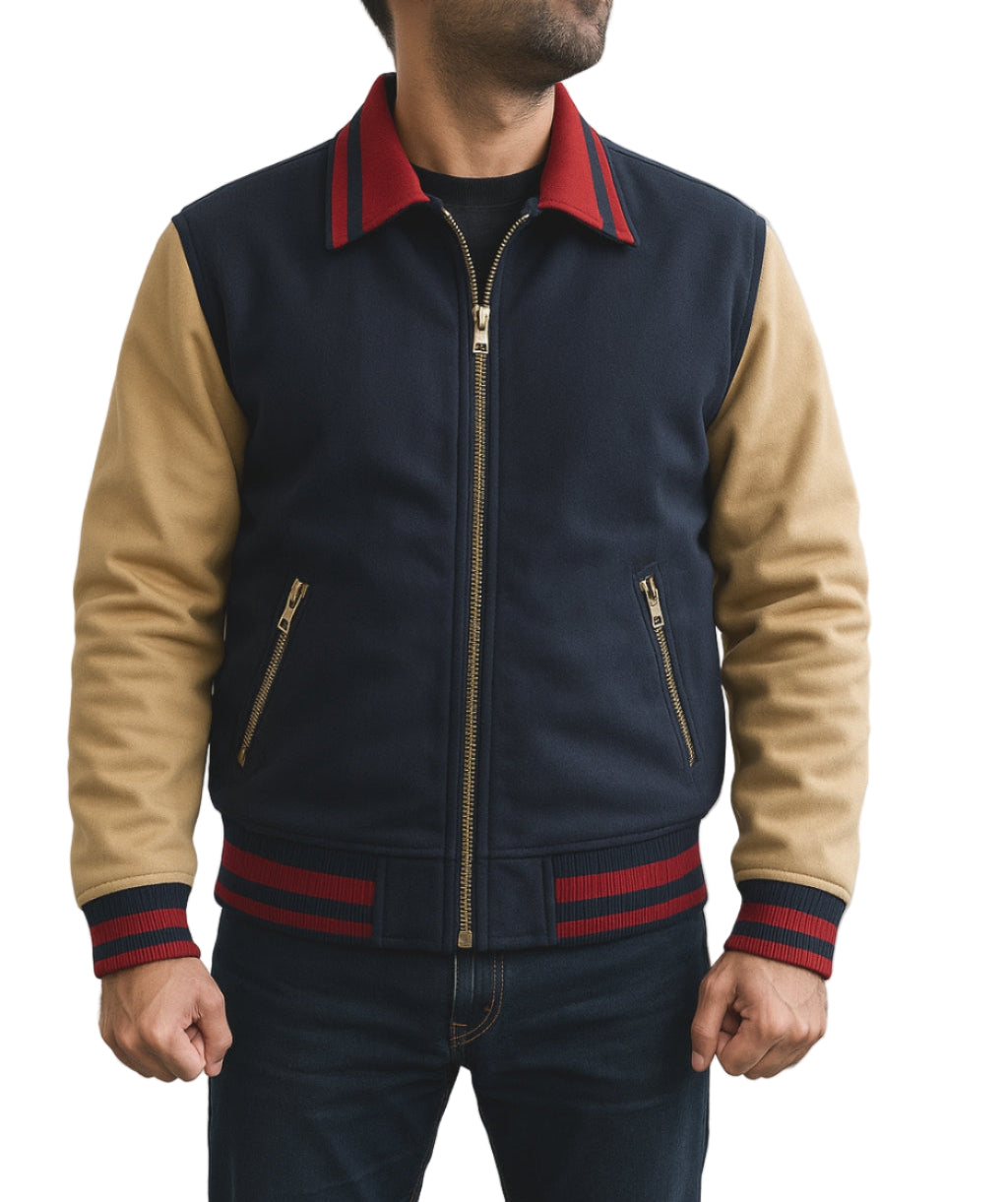 Will Byers Stranger Things 5 Noah Schnapp Varsity Bomber Jacket Front View 