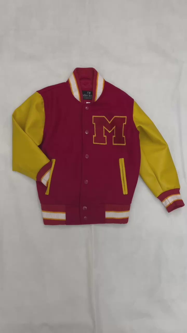 Kids Michael Jackson MJ Thriller lettermen varsity bomber jacket video displayed on the floor